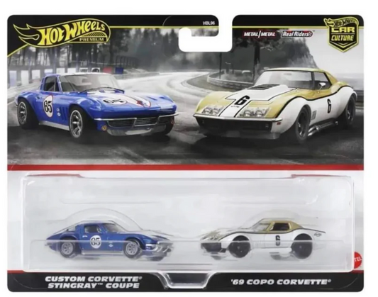 Hot Wheels Premium Twin Pack Custom Corvette Stingray / 69 Copo Corvette