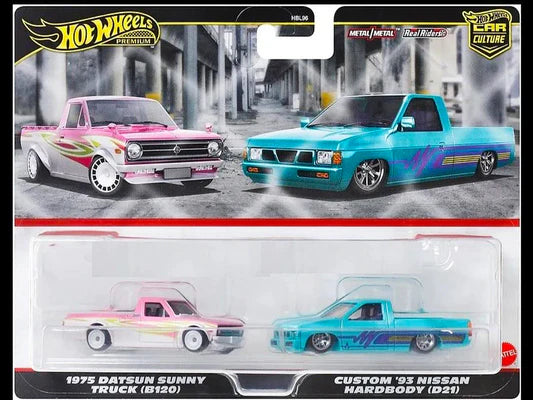 Hot Wheels Car Culture 2-Pack 1975 Datsun Sunny Truck (B120) and Custom '93 Nissan Hardbody (D21)